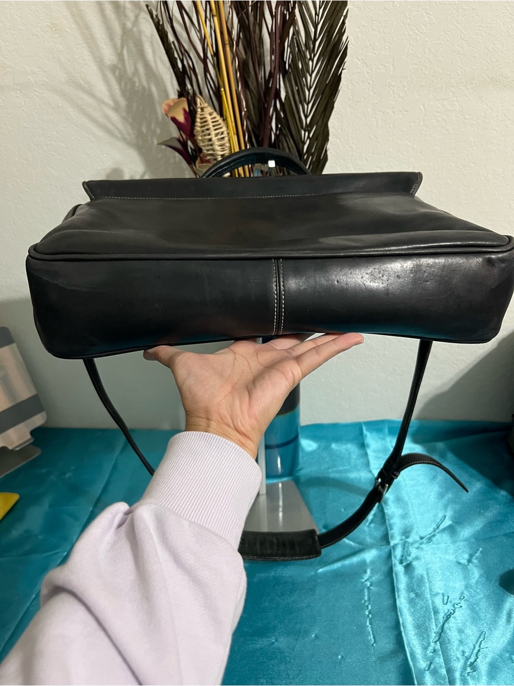 Vintage Coach Y2K Black Leather Top-Handle Messenger Bag - Laptop bag - Picture 9 of 13